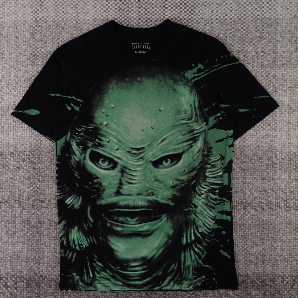 Rock Rebel Creature from the Black Lagoon Shirt Mens M Black Excellent Graphic